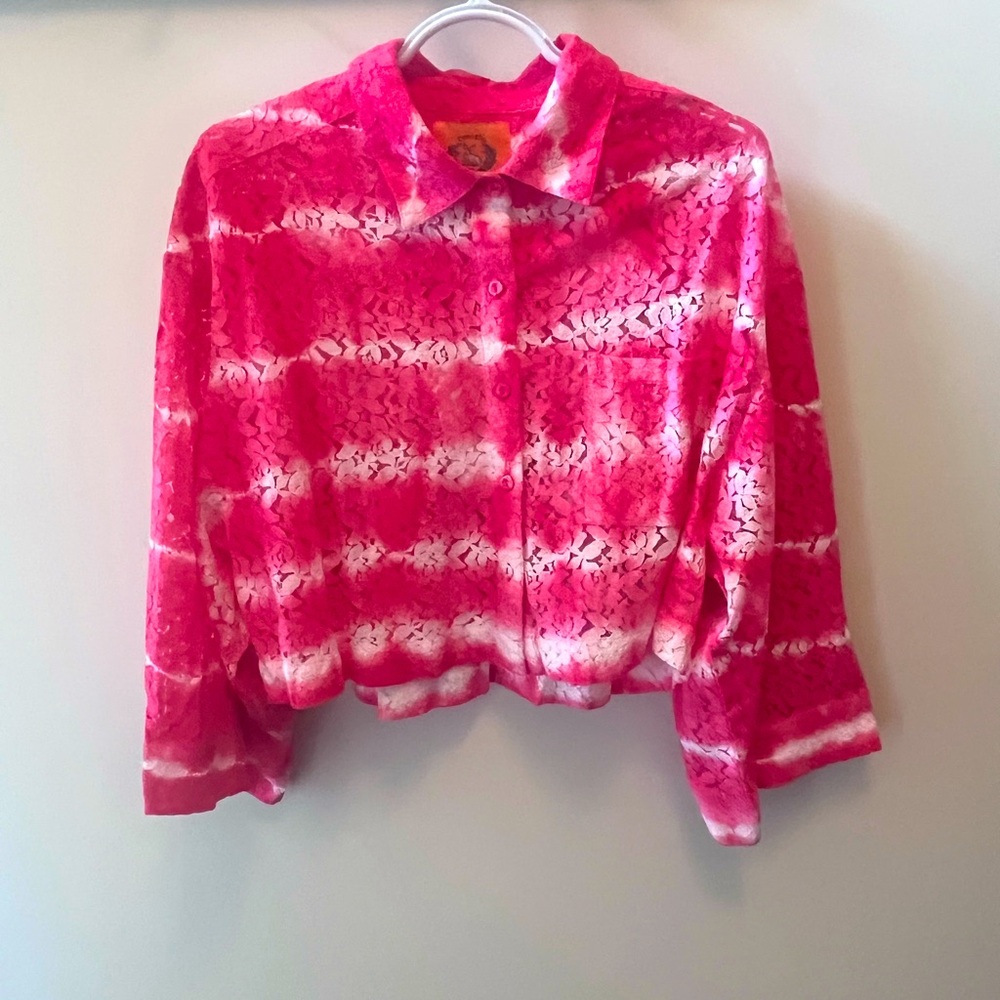 NWT Coniglio Palm Beach TyeDye Pink Lace top! OS!